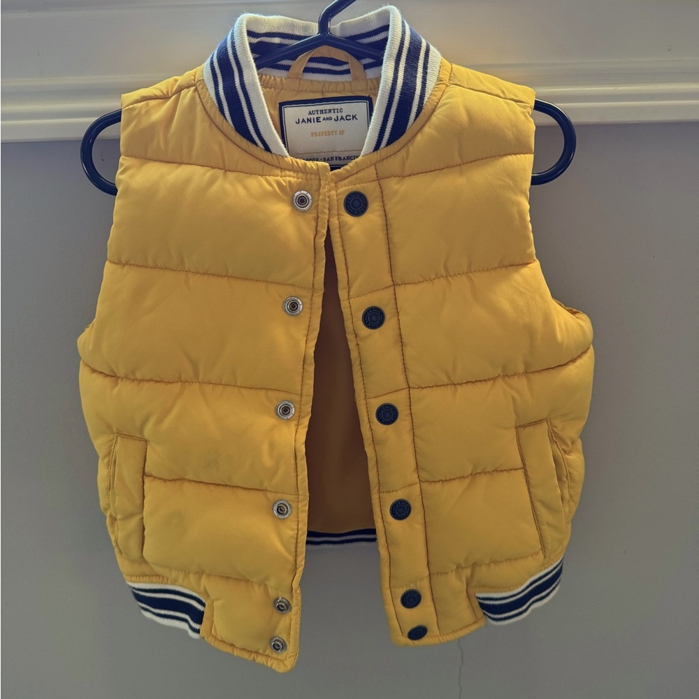 Janie & Jack yellow and blue puffer vest, 2T